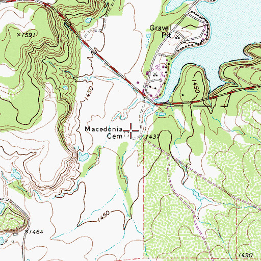 Topographic Map of Macedonia Cemetery, TX