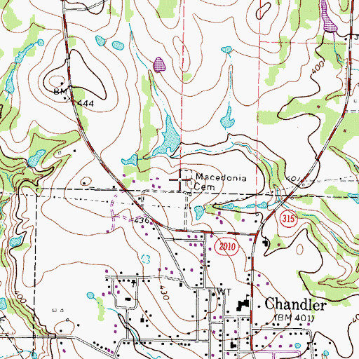 Topographic Map of Macedonia Cemetery, TX
