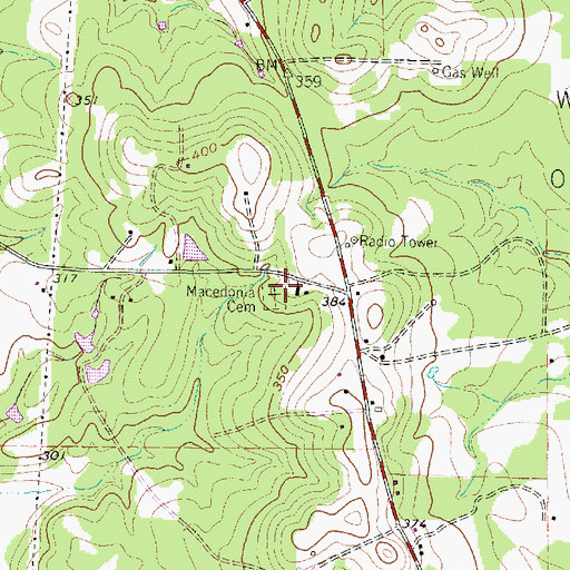 Topographic Map of Macedonia Cemetery, TX