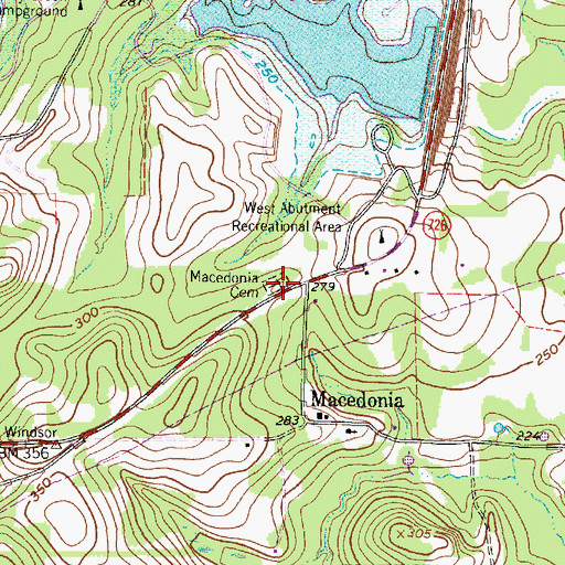 Topographic Map of Macedonia Cemetery, TX