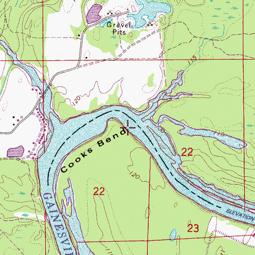 Topographic Map of Barnes Gin (historical), AL