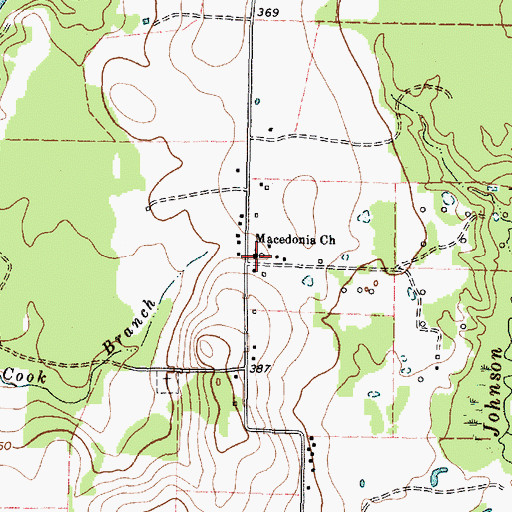 Topographic Map of Macedonia Church, TX