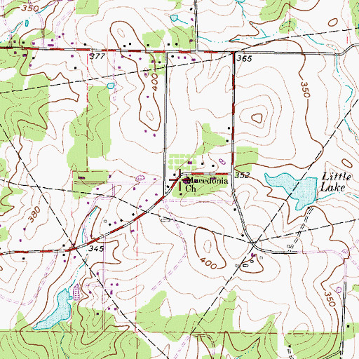 Topographic Map of Macedonia Church, TX
