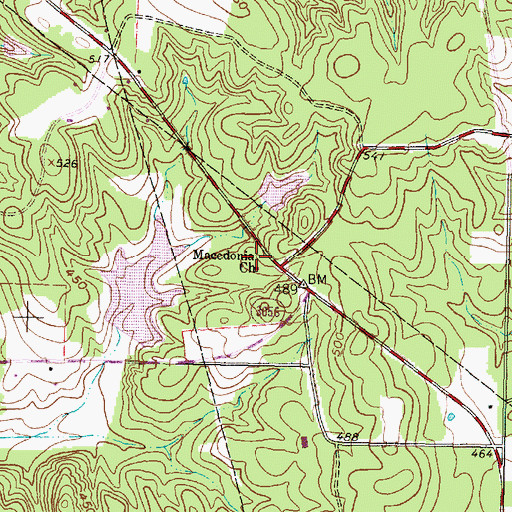 Topographic Map of Macedonia Church, TX