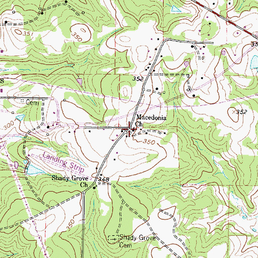 Topographic Map of Macedonia Church, TX