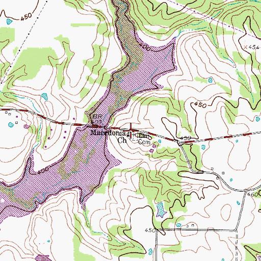 Topographic Map of Macedonia Church, TX