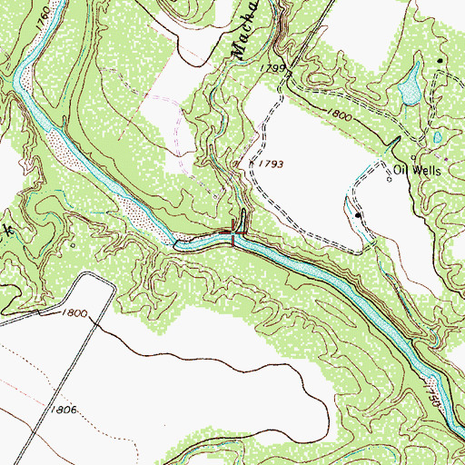 Topographic Map of Machae Creek, TX