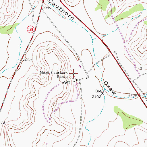 Topographic Map of Mack Cauthorn Ranch, TX