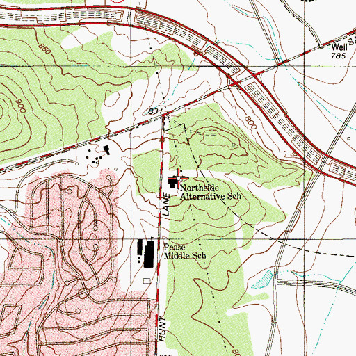 Topographic Map of Mackey School, TX