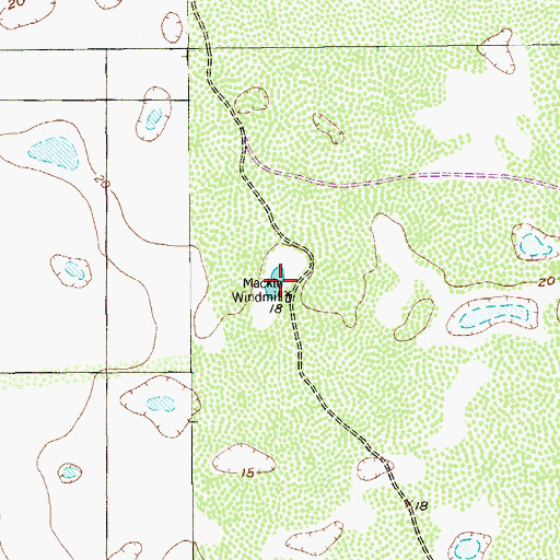 Topographic Map of Mackin Windmill, TX