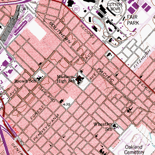 Topographic Map of Madison High School, TX