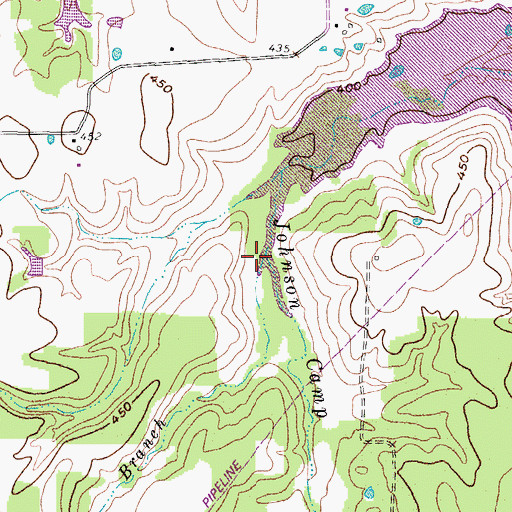 Topographic Map of Magee Branch, TX