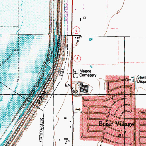 Topographic Map of Magee Chapel, TX