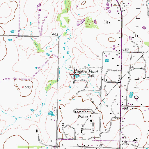 Topographic Map of Magers Pond, TX
