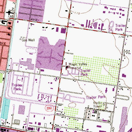 Topographic Map of Magic Valley Hospital, TX