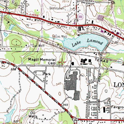 Topographic Map of Magill Memorial Cemetery, TX