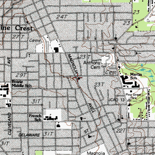 Topographic Map of Magnolia Church, TX