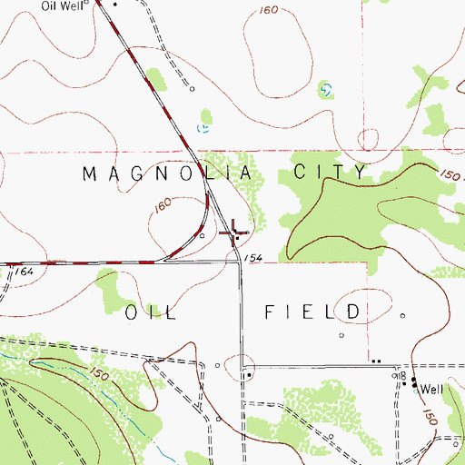 Topographic Map of Magnolia City Oil Field, TX