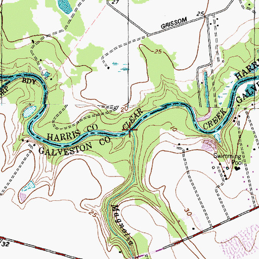 Topographic Map of Magnolia Creek, TX