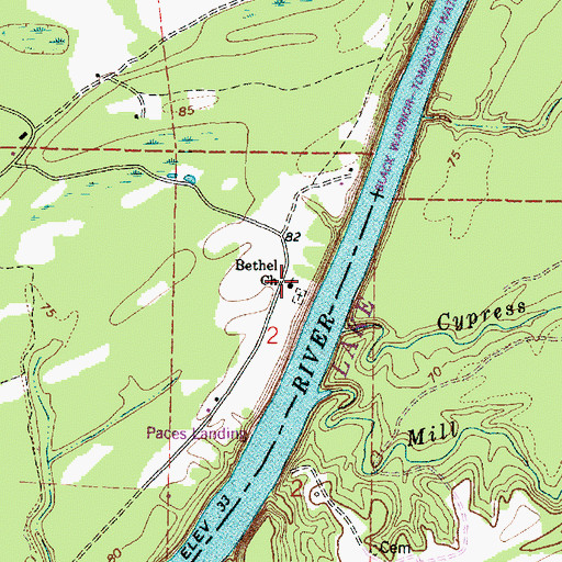 Topographic Map of Bethel School (historical), AL