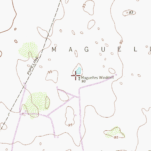 Topographic Map of Maguelles Windmill, TX