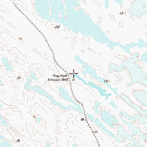 Topographic Map of Magueyal Artesian Well, TX