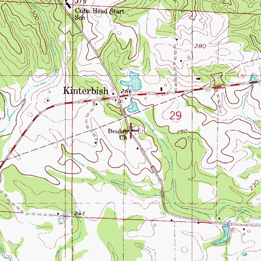 Topographic Map of Beulah Cemetery, AL