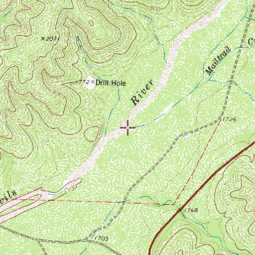 Topographic Map of Mailtrail Creek, TX