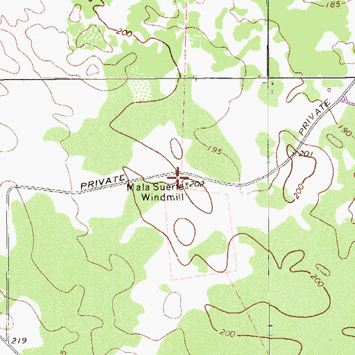 Topographic Map of Mala Suerte Windmill, TX