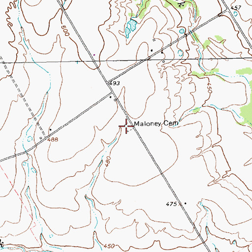 Topographic Map of Maloney Cemetery, TX