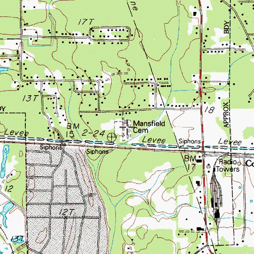 Topographic Map of Mansfield Cemetery, TX