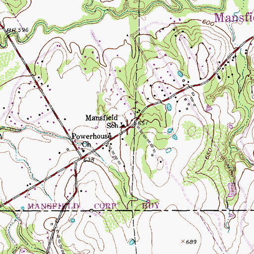 Topographic Map of Mansfield School, TX
