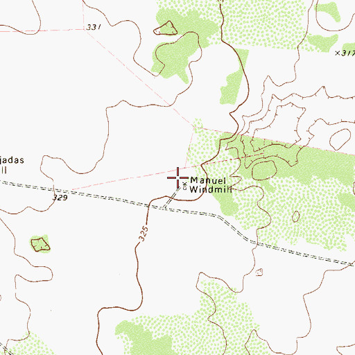 Topographic Map of Manuel Windmill, TX