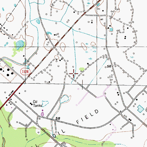 Topographic Map of Manvel Oil Field, TX