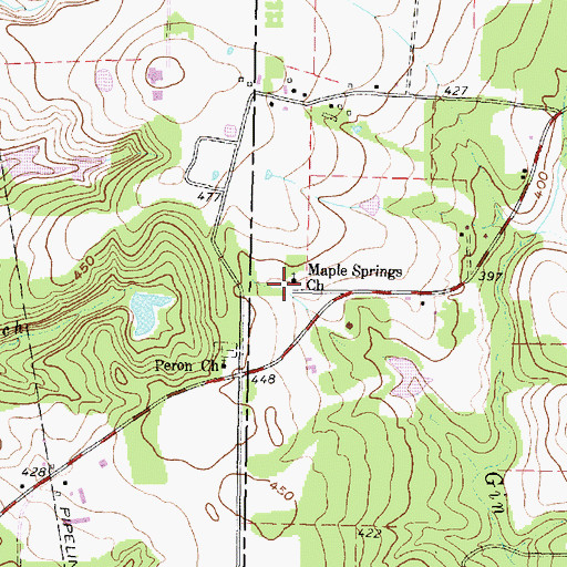 Topographic Map of Maple Springs Church, TX