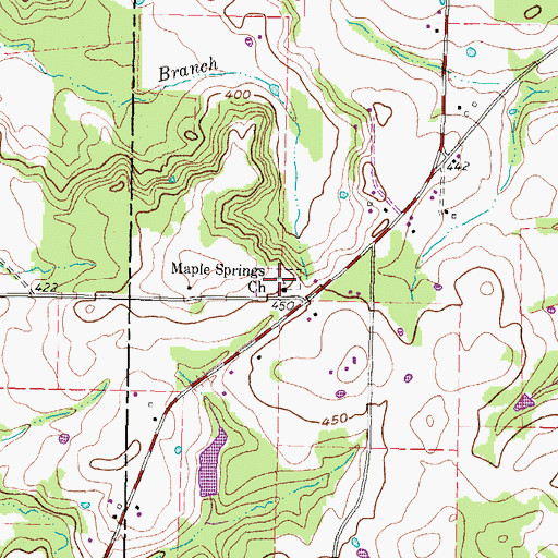 Topographic Map of Maple Springs Church, TX