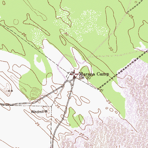 Topographic Map of Marana Camp, TX