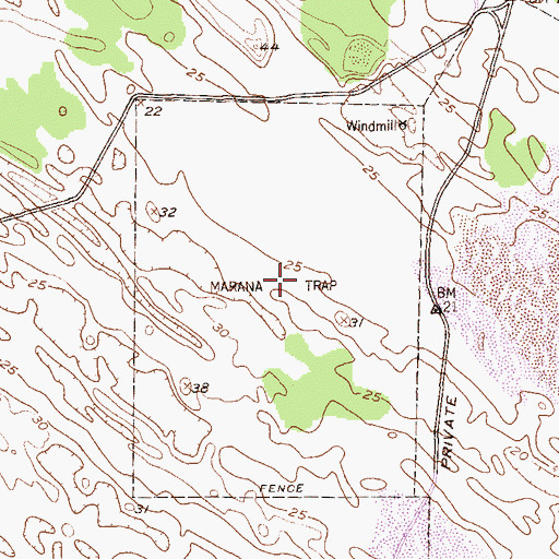 Topographic Map of Marana Trap, TX