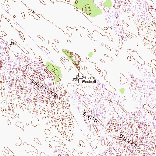 Topographic Map of Marcello Windmill, TX