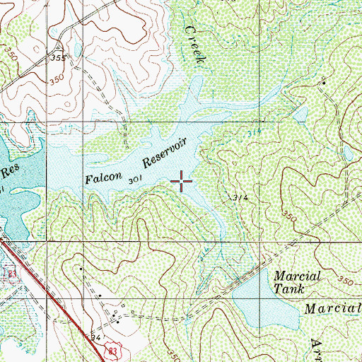 Topographic Map of Marcial Creek, TX