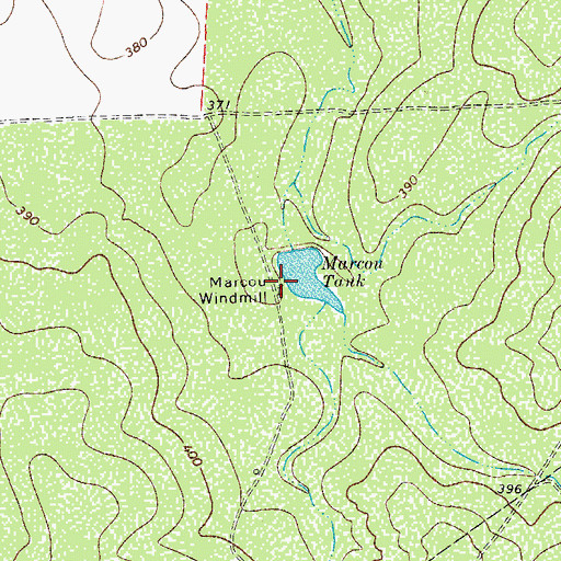 Topographic Map of Marcou Windmill, TX