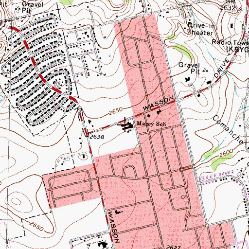 Topographic Map of Marcy Elementary School, TX