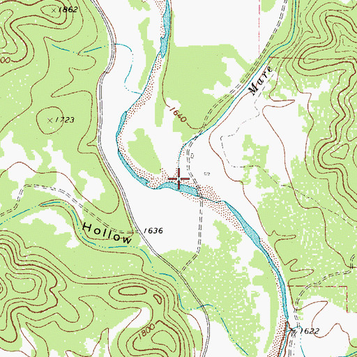 Topographic Map of Mare Creek, TX