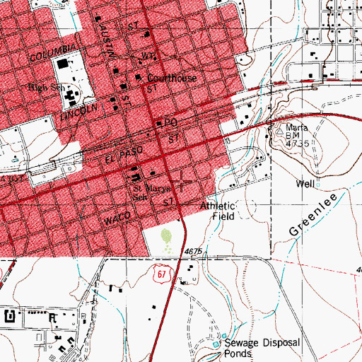 Topographic Map of Marfa, TX