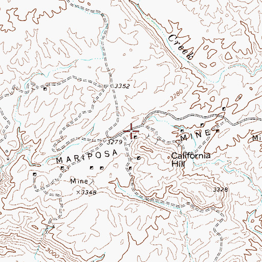 Topographic Map of Mariposa Mine, TX