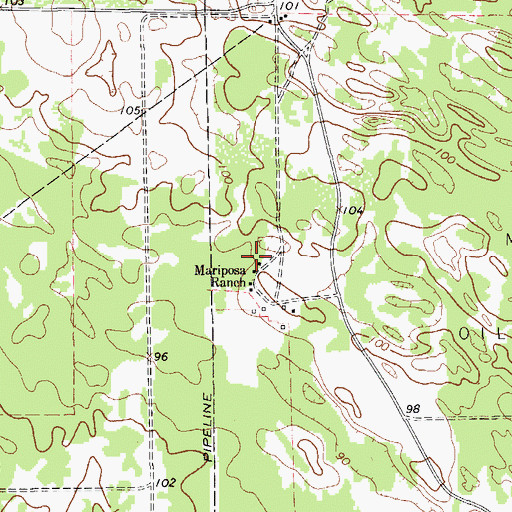 Topographic Map of Mariposa Ranch, TX