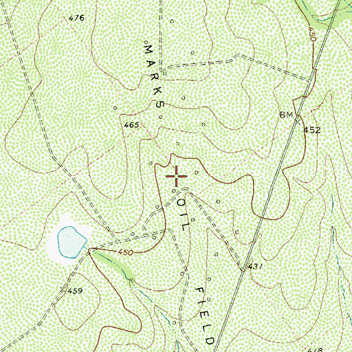 Topographic Map of Marks Oil Field, TX