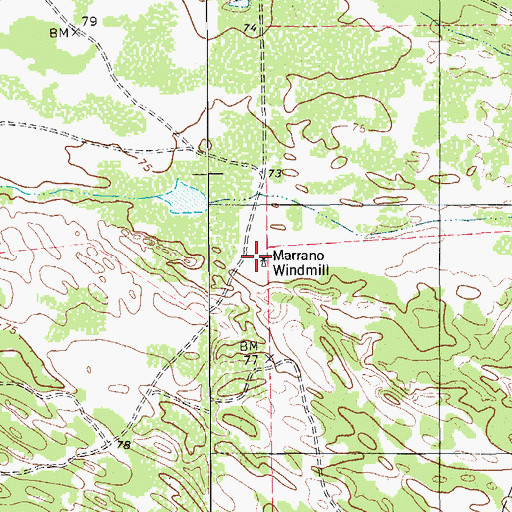 Topographic Map of Marrano Windmill, TX
