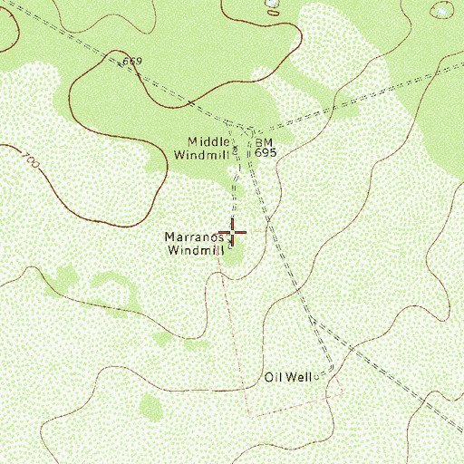 Topographic Map of Marranos Windmill, TX