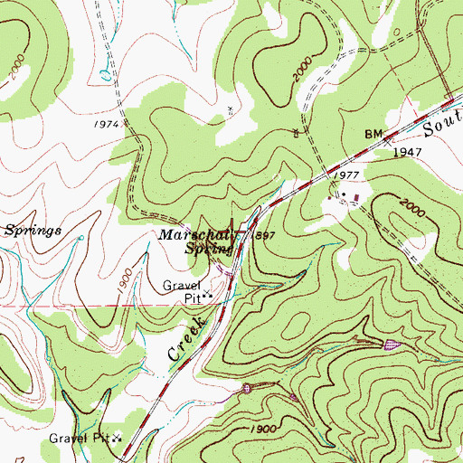 Topographic Map of Marschall Spring, TX
